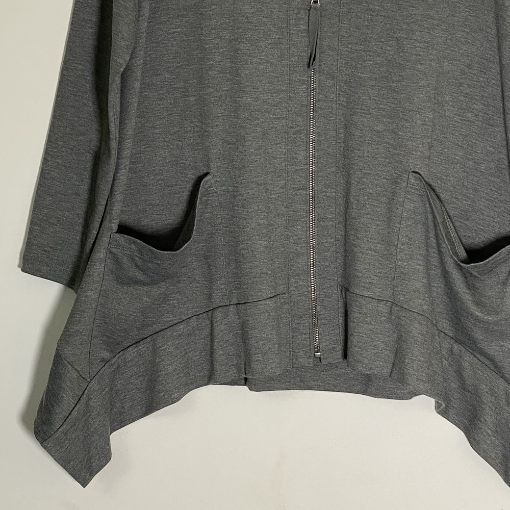Logo Lori Goldstein Cardigan Sweater Womens XS Gray Full Zip Pockets Long Sleeve - Picture 4 of 16
